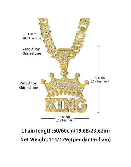 Men Hip Hop Crown with King Pendant Necklace with....