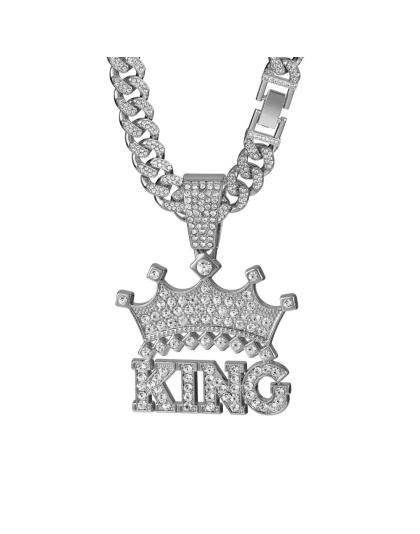 Men Hip Hop Crown with King Pendant Necklace