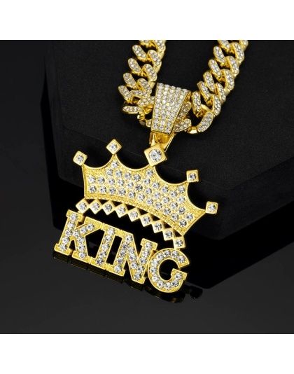 Men Hip Hop Crown with King Pendant Necklace